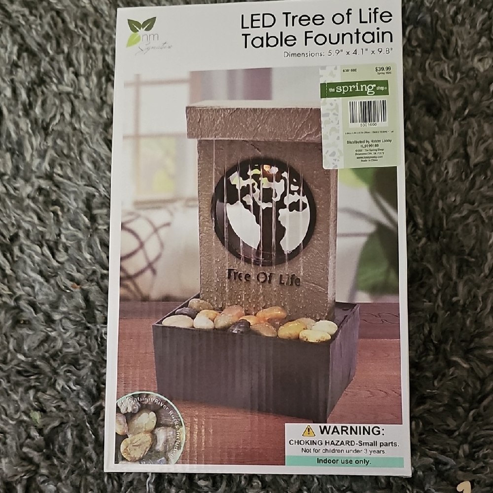 LED Tree of Life Table Fountain - Black and Brown